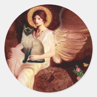 Angel sitzend - Siegel Point Siam Katze Runder Aufkleber