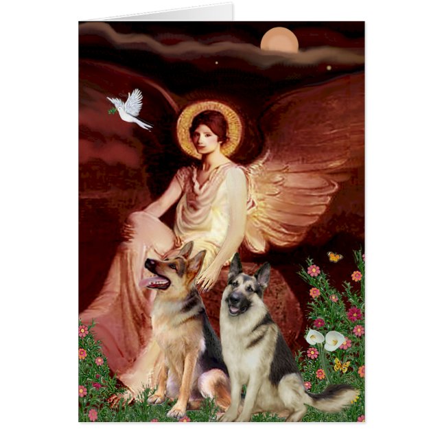 Angel sitzend - Zwei deutsche Hirten (Vorne)