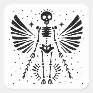 Angel skeleton Gothic Christmas Quadratischer Aufkleber
