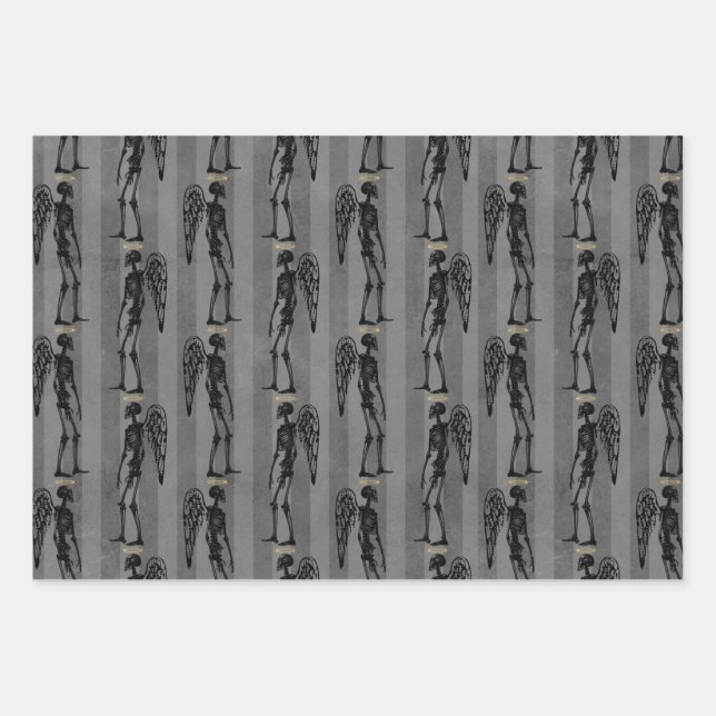 Angel Skeletts Weihnachtswrapping Paper Geschenkpapier Set (Vorderseite)