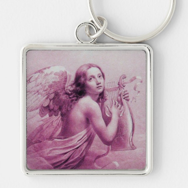 ANGEL SPIELEN LYRA ÜBER DEM KLOUDS Pink Schlüsselanhänger (Vorne)