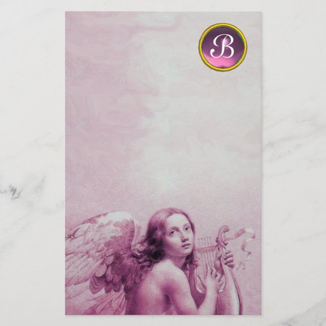 ANGEL SPIELEN LYRA ÜBER DIE KLOUDS, GEM MONOGRAM BRIEFPAPIER (Vorderseite)