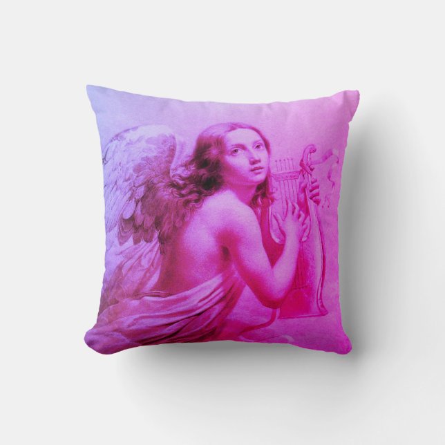 ANGEL SPIELEN LYRA ÜBER DIE KLOUDS Pink Blue Kissen (Vorderseite)