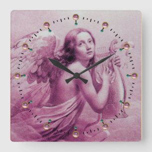 ANGEL SPIELEN LYRA ÜBER DIE KLOUDS Pink Quadratische Wanduhr