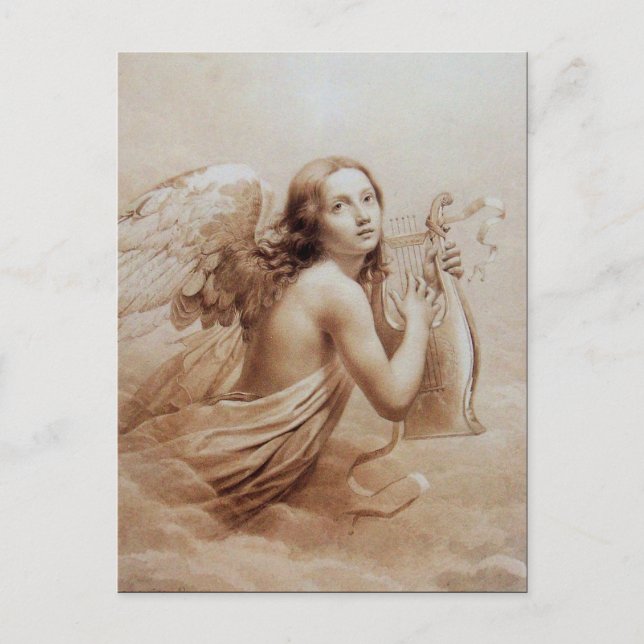 ANGEL SPIELEN LYRA ÜBER DIE KLOUDS POSTKARTE (Vorderseite)