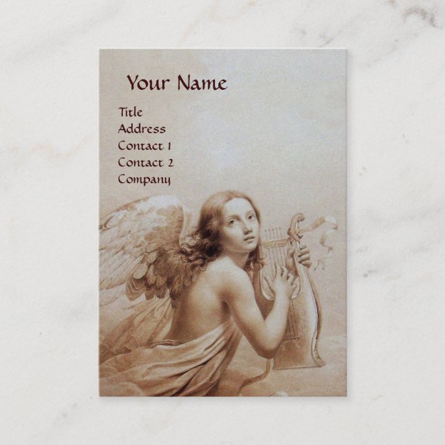 ANGEL SPIELEN LYRA ÜBER DIE KLOUTEN, Perlpapier Visitenkarte (Vorderseite)