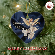 Angel spielen Trumpet Blue Heart Gestapelte Weihna