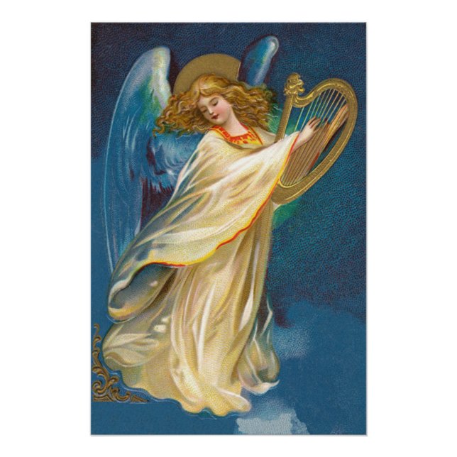 Angel spielt Musik auf einem Harfenposter Poster (Vorderseite)