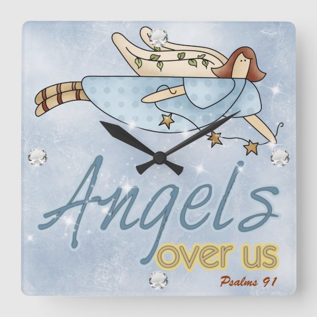 Angel Square Wall Clock Quadratische Wanduhr (Vorderseite)