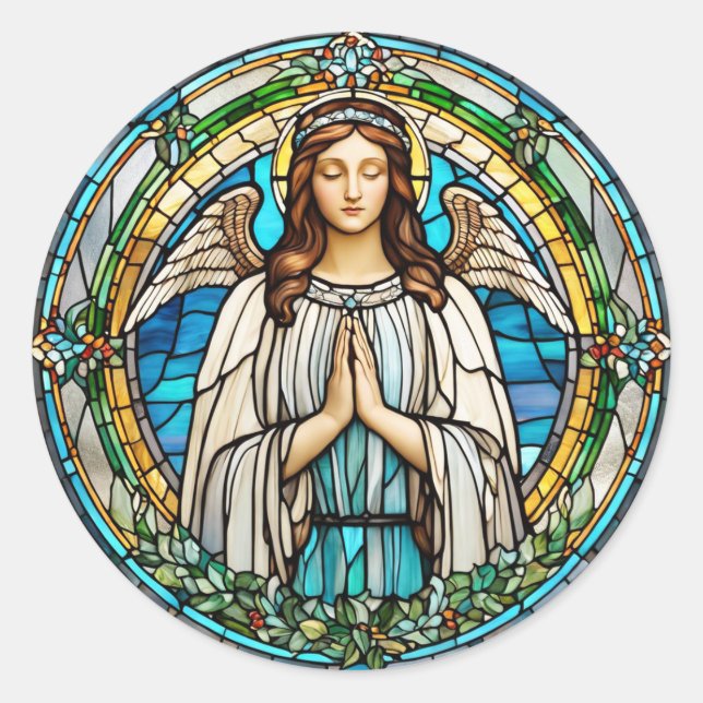 Angel Stains Glass Runder Aufkleber (Vorderseite)
