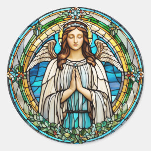 Angel Stains Glass Runder Aufkleber