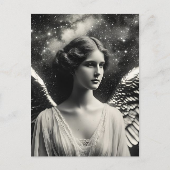 Angel Stars Black und White Postkarte (Vorderseite)