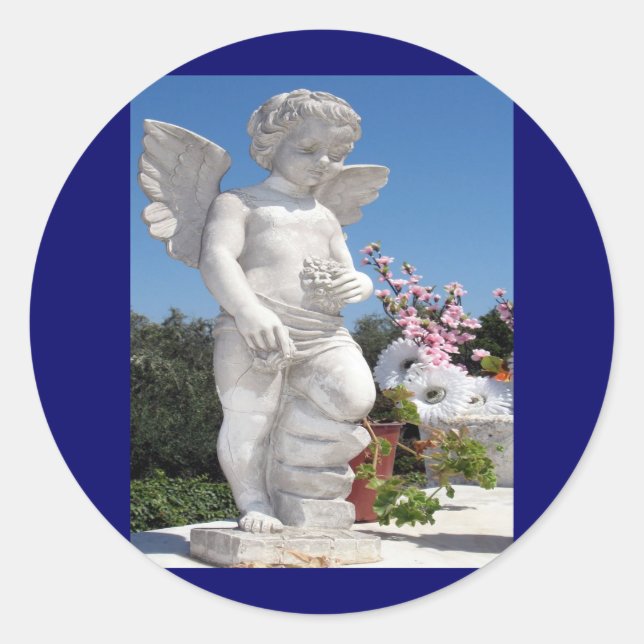 Angel Statue Runder Aufkleber (Vorderseite)