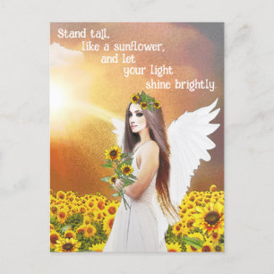 Angel Sunflower Stand Tall Zitat Schöne Kunst Postkarte