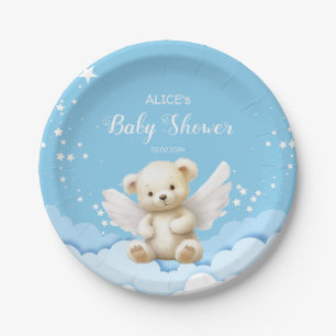 Angel Teddy Bear auf Clouds Baby Blue Pappteller