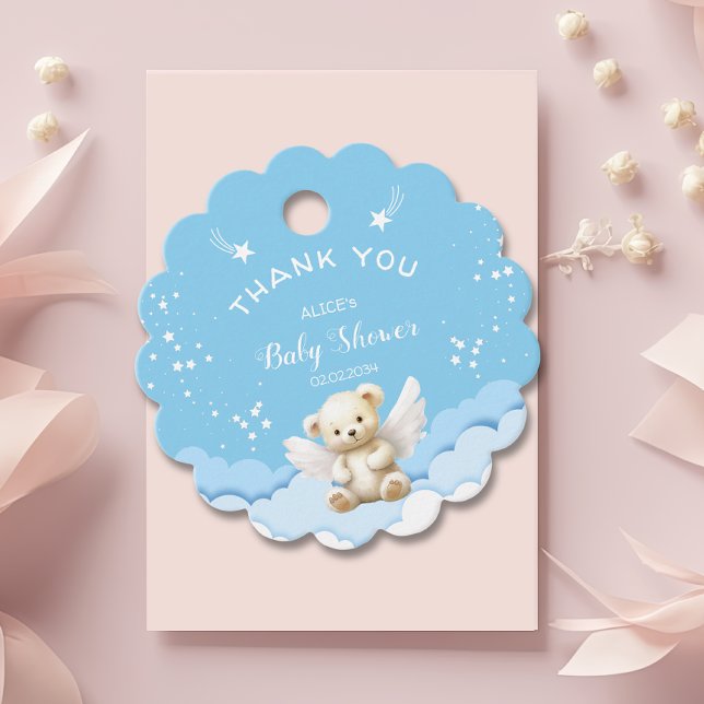 Angel Teddy Bear mit Twinkling Stars Baby Blue Geschenkanhänger (Von Creator hochgeladen)