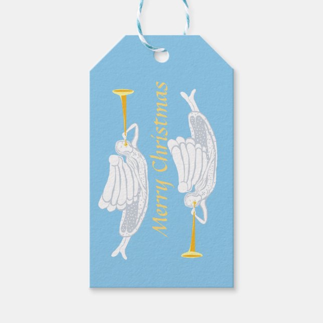 Angel trompets Frohe Weihnachten Geschenkanhänger (Vorderseite)