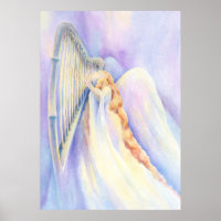 Angel und Harfe Print
