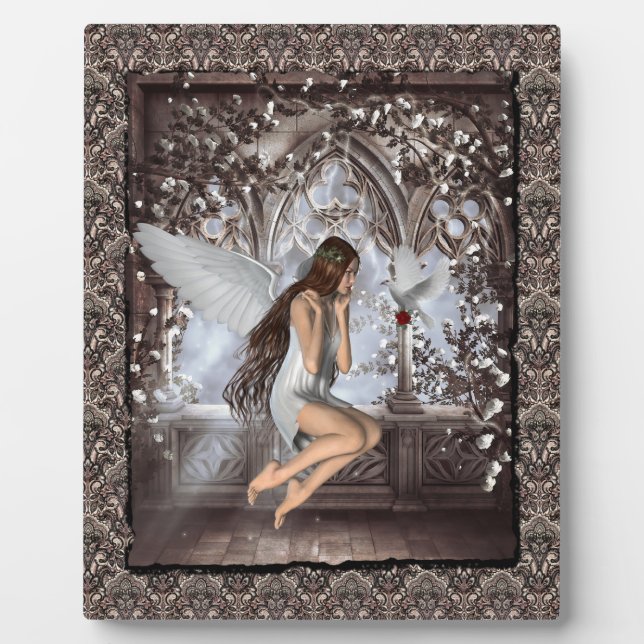 Angel und ihre Taube Fotoplatte (Vorderseite)