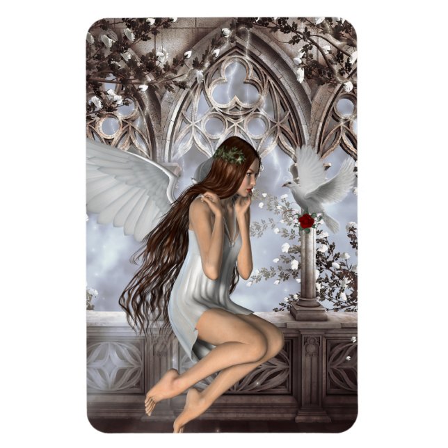 Angel und ihre Taube Magnet (Vertikal)