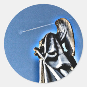 Angel und Kontrail Runder Aufkleber