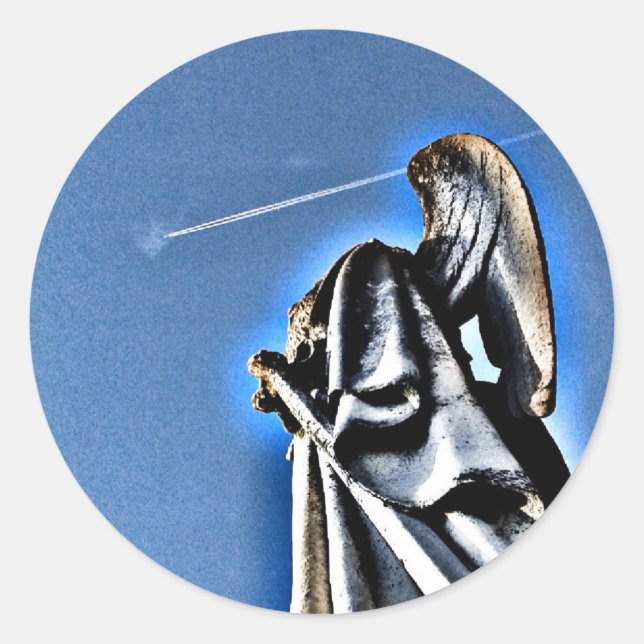 Angel und Kontrail Runder Aufkleber (Vorderseite)