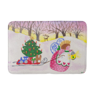Angel und Schlittenbathmat Badematte
