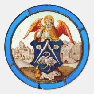 Angel und Wappen aus dem Mittelalter Runder Aufkleber