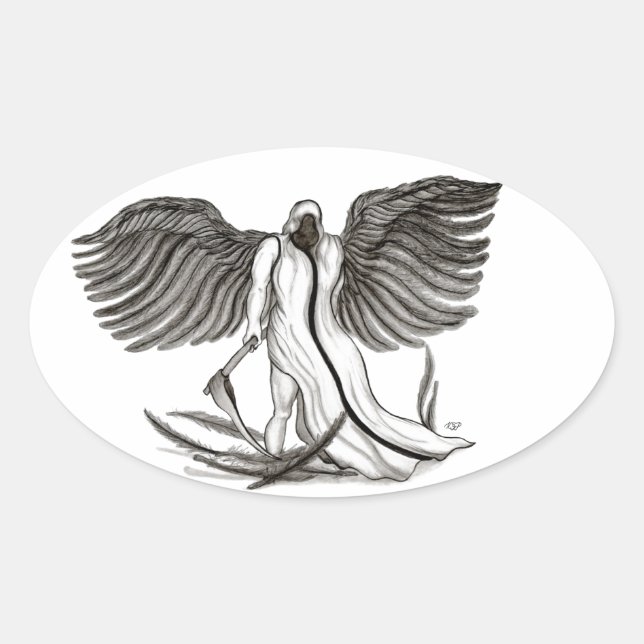 Angel Uriel Ovaler Aufkleber (Vorderseite)