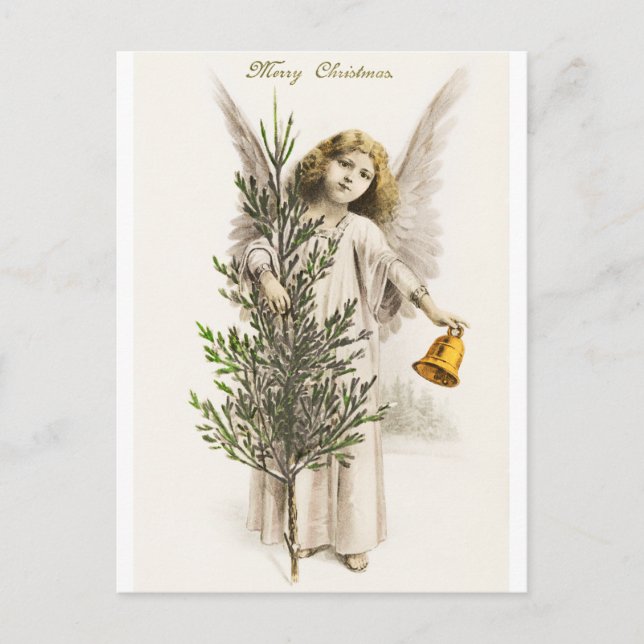 Angel Vintag Retro Weihnachtskarte Feiertagspostkarte (Vorderseite)