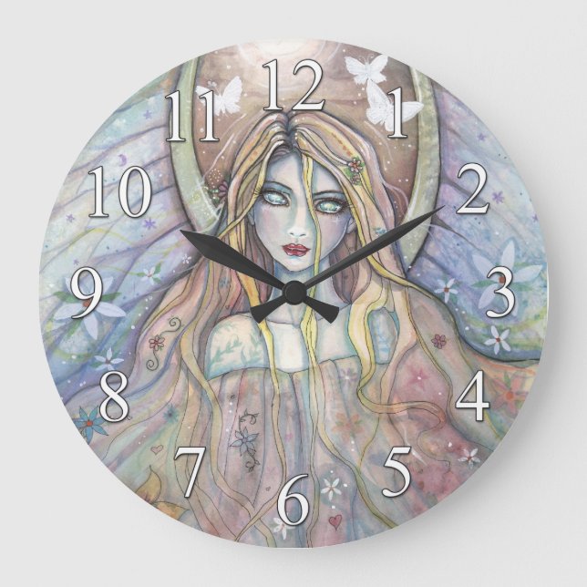 Angel von Hope Fantasy Art Clock Große Wanduhr (Vorderseite)