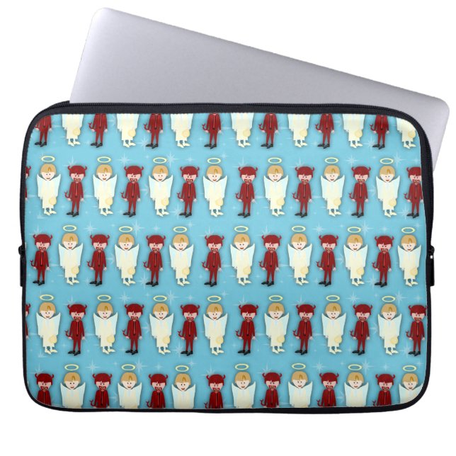 Angel Vs. Devil Pattern Retro Fun Cartoon Laptopschutzhülle (Vorderseite)