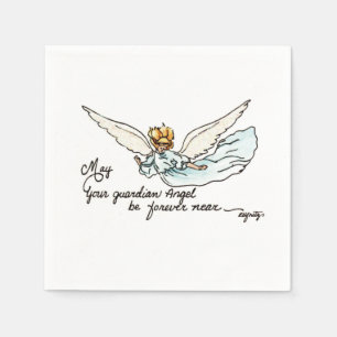 Angel Watercolor strahlend in der Nähe und beobac Serviette
