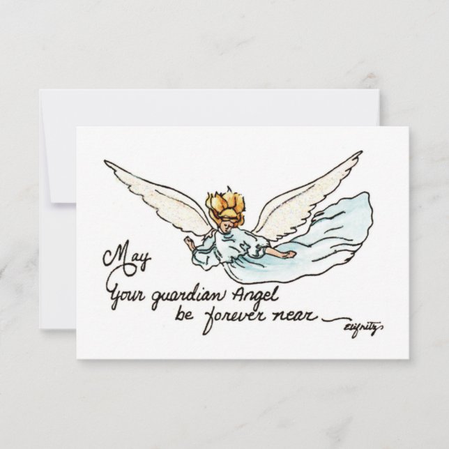 Angel Watercolor strahlend in der Nähe und beobach Dankeskarte (Vorderseite)