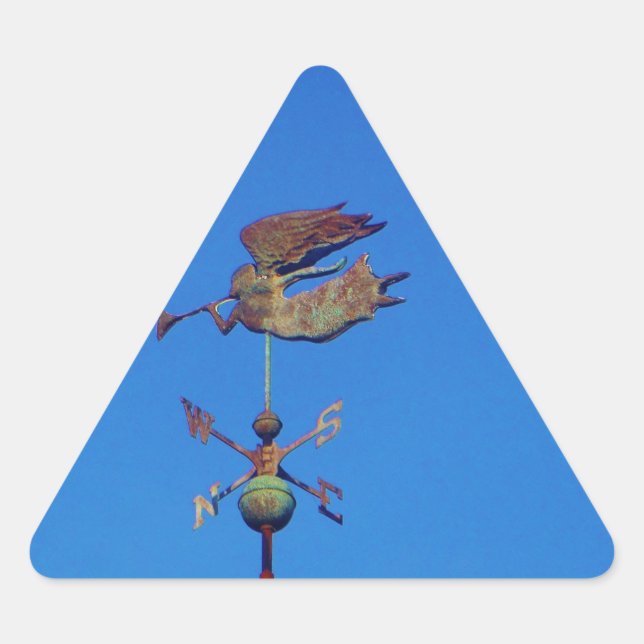 Angel Weather Vane Bright Blue Sky Dreieckiger Aufkleber (Vorderseite)