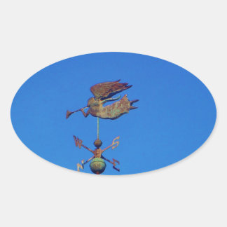 Angel Weather Vane Bright Blue Sky Ovaler Aufkleber