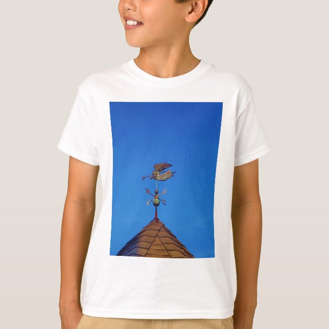 Angel Weather Vane Bright Blue Sky T-Shirt (Vorderseite)