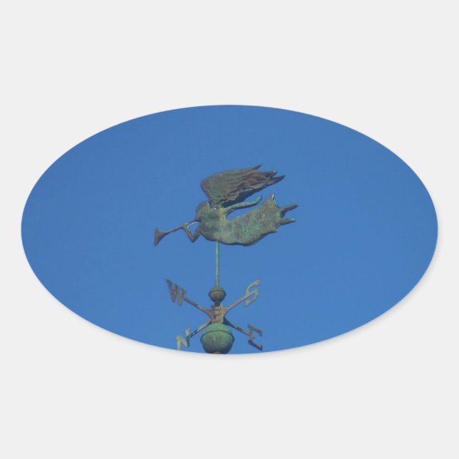 Angel Weather Vane Ovaler Aufkleber (Vorderseite)
