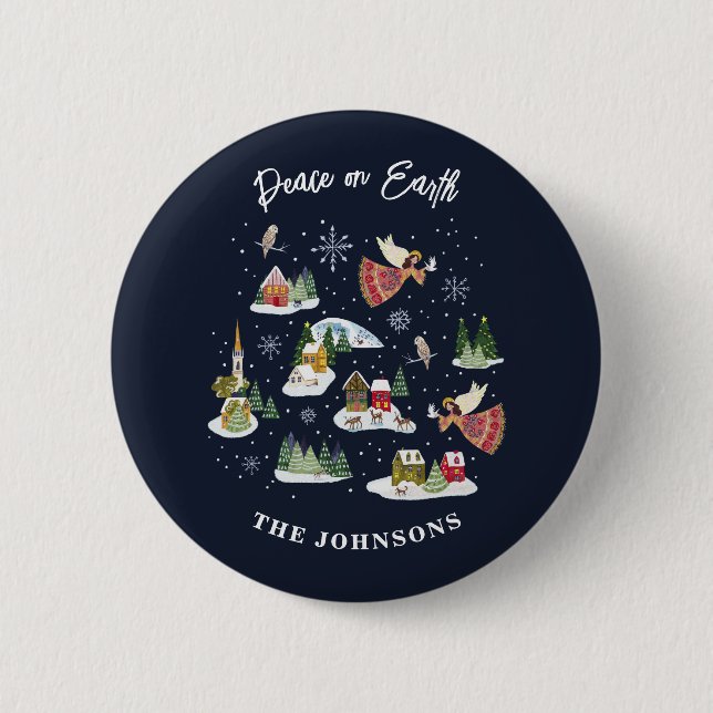 Angel Weltfrieden Christmas Button (Vorderseite)