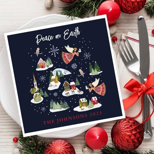 Angel Weltfrieden Christmas Serviette (Angel Peace on Earth Christmas Napkins)