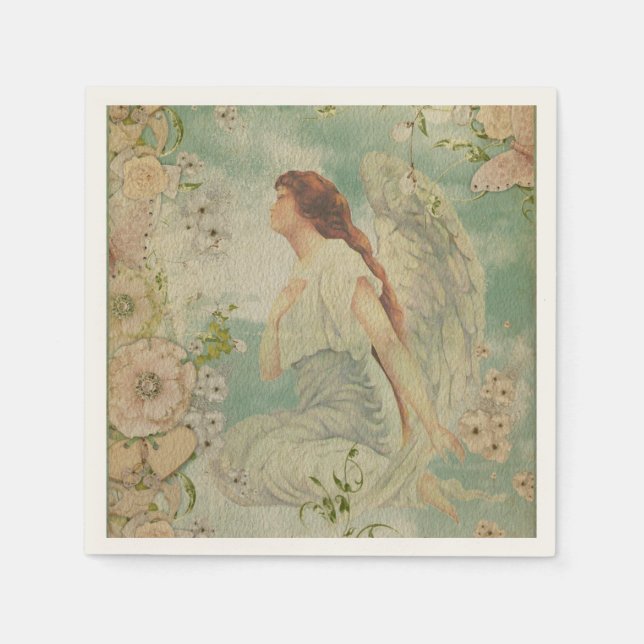 Angel White Blume Blue Sky Serviette (Vorderseite)
