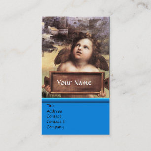 ANGEL Winged Cherub Monogram Blue Sapphire silber Visitenkarte