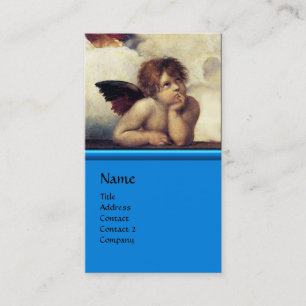 ANGEL Winged Cherub Monogram Blue Sapphire silber Visitenkarte