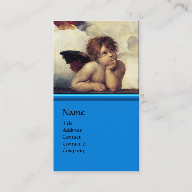 ANGEL Winged Cherub Monogram Blue Sapphire silber Visitenkarte (Vorderseite)