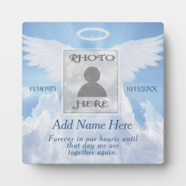 Angel Wings and Clouds Photo Memorial Plaque
