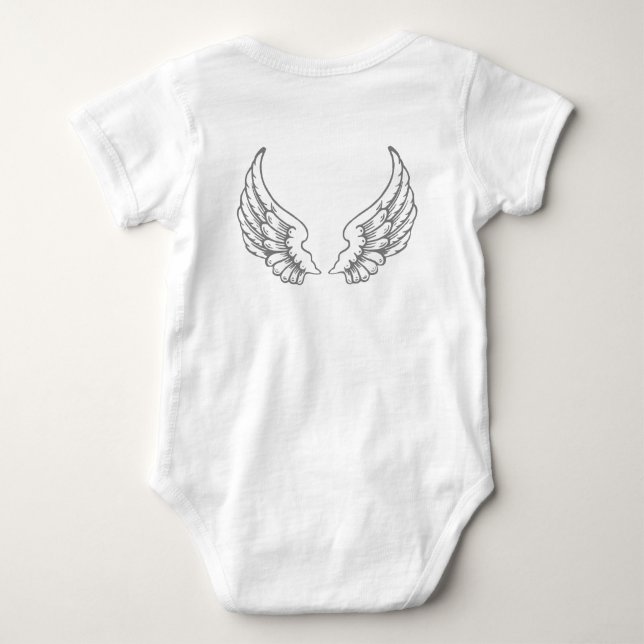 Angel Wings Baby Bodysuit Gray Baby Strampler (Rückseite)