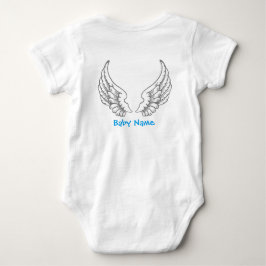 Angel Wings Baby Name Blue Bodysuit Gray Baby Strampler