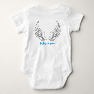 Angel Wings Baby Name Blue Bodysuit Gray Baby Strampler
