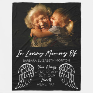 Angel Wings Black Custom Foto Memorial Geschenk Fleecedecke