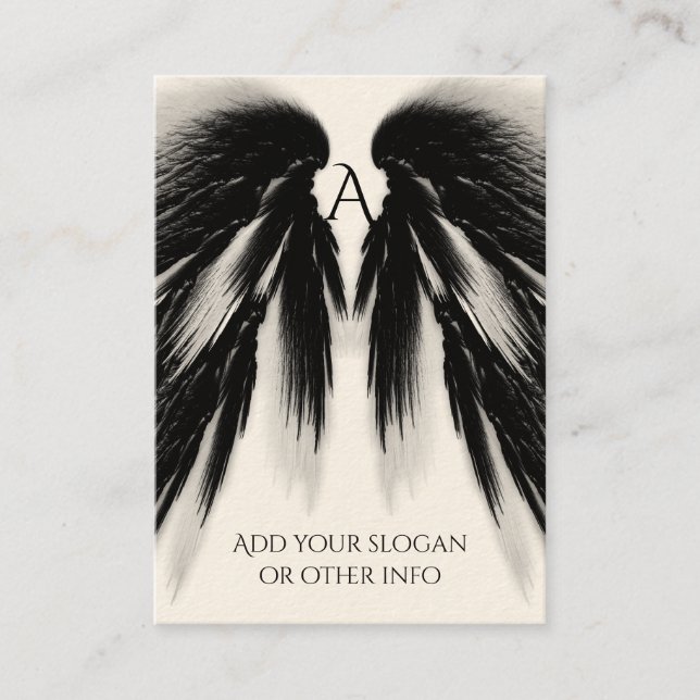 ANGEL WINGS Black Gray Monogram Visitenkarte (Vorderseite)
